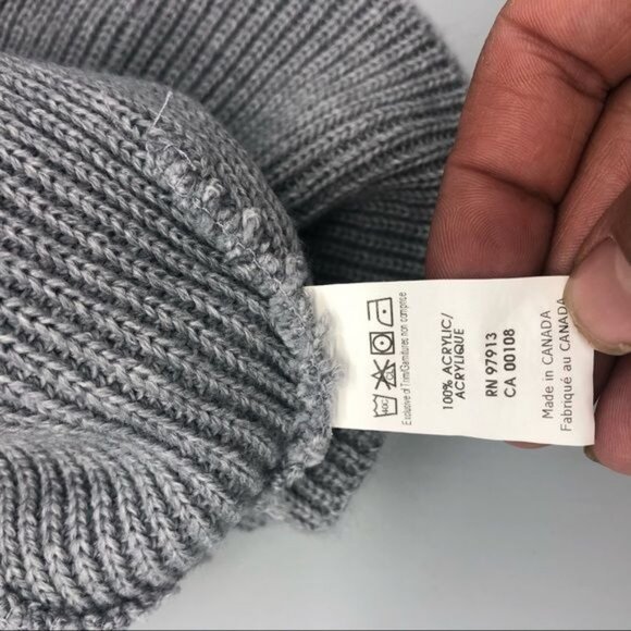 gray facial knitted beanie acrylic hat one size READ - Picture 7 of 8